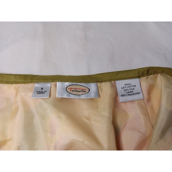 Talbots Floral Skirt Women's 6 Yellow A-Line Silk Blend Knee Length Lined Zip - Picture 6 of 6